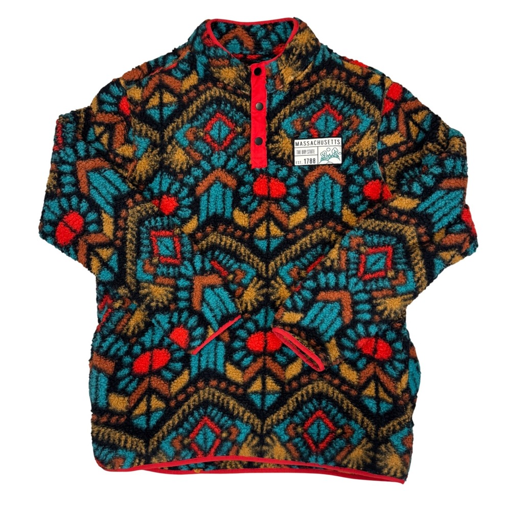 Home Free Massachusetts Sherpa Fleece Pullover XL Geometric Southwestern Print